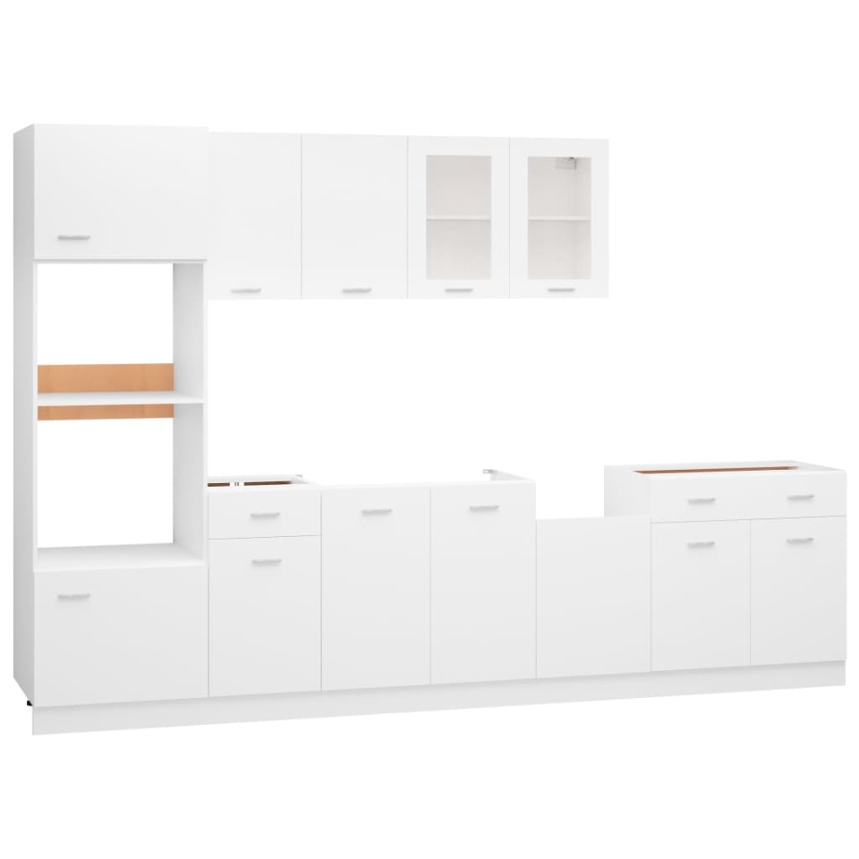 Set dulapuri de bucătărie, 7 piese, alb, lemn prelucrat - 2 | YEO
