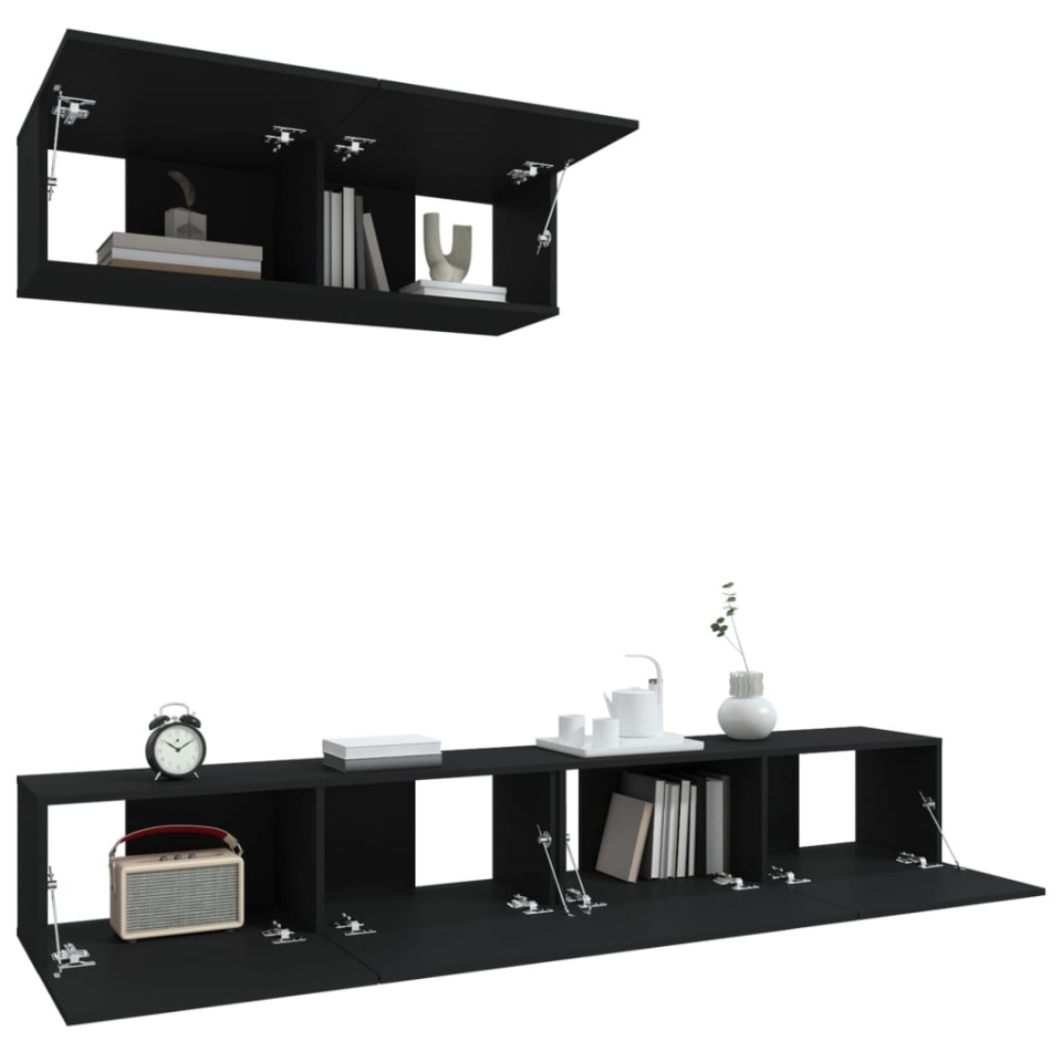 Set dulapuri TV, 3 piese, negru, lemn prelucrat - 3 | YEO
