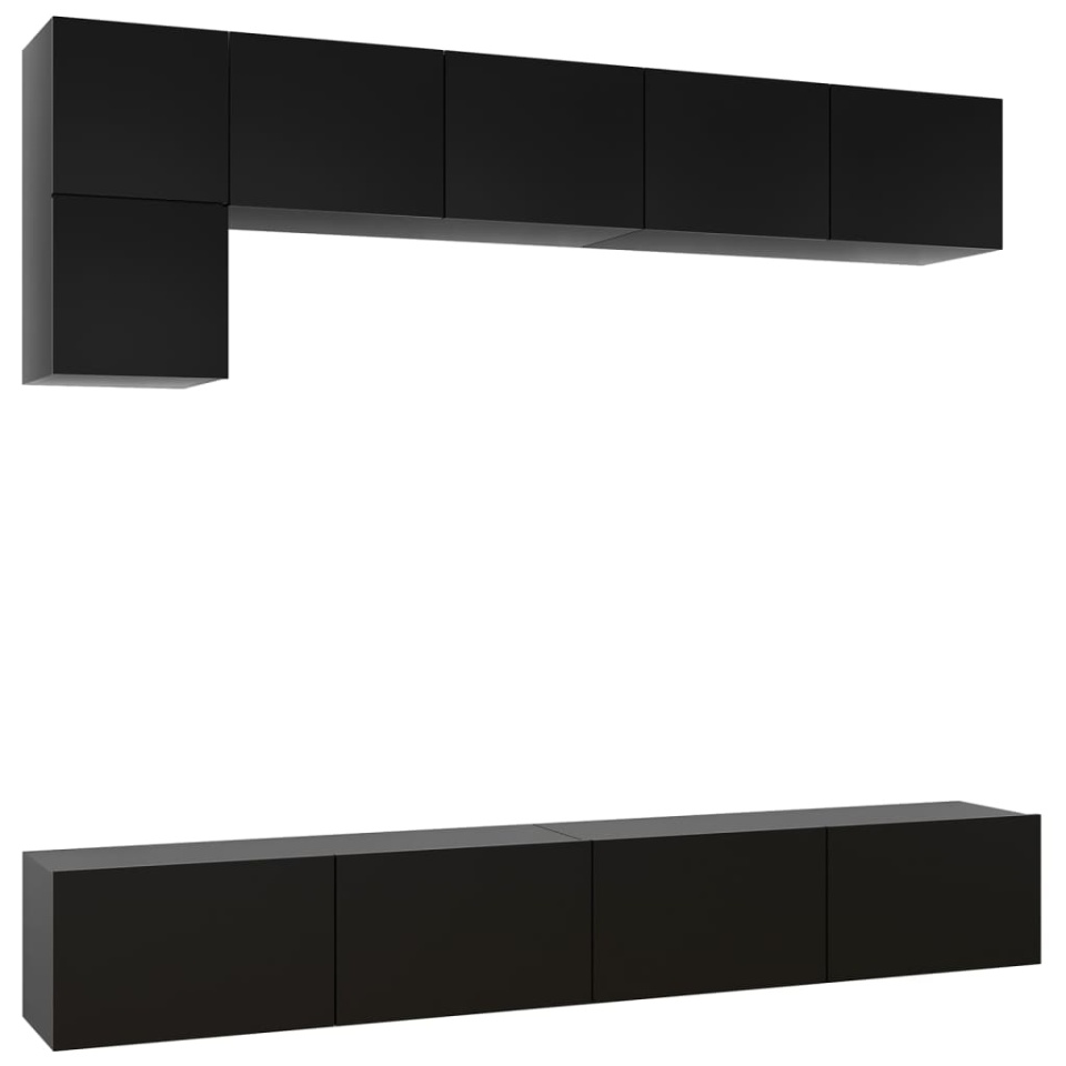 Set dulapuri TV, 5 piese, negru, lemn prelucrat - 1 | YEO