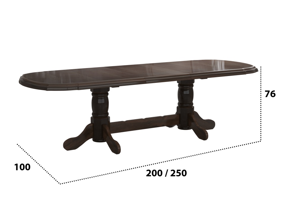 Set masa extensibila jork 200x250 cm, lemn masiv wenge, cu 10 scaune tapitate stofa maro, s-38 W2 - 1 | YEO
