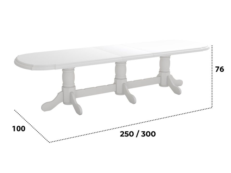 Set masa extensibila jork 250-300x100 cm, lemn masiv alb, cu 12 scaune tapitate stofa gri, s-38 B24B - 1 | YEO