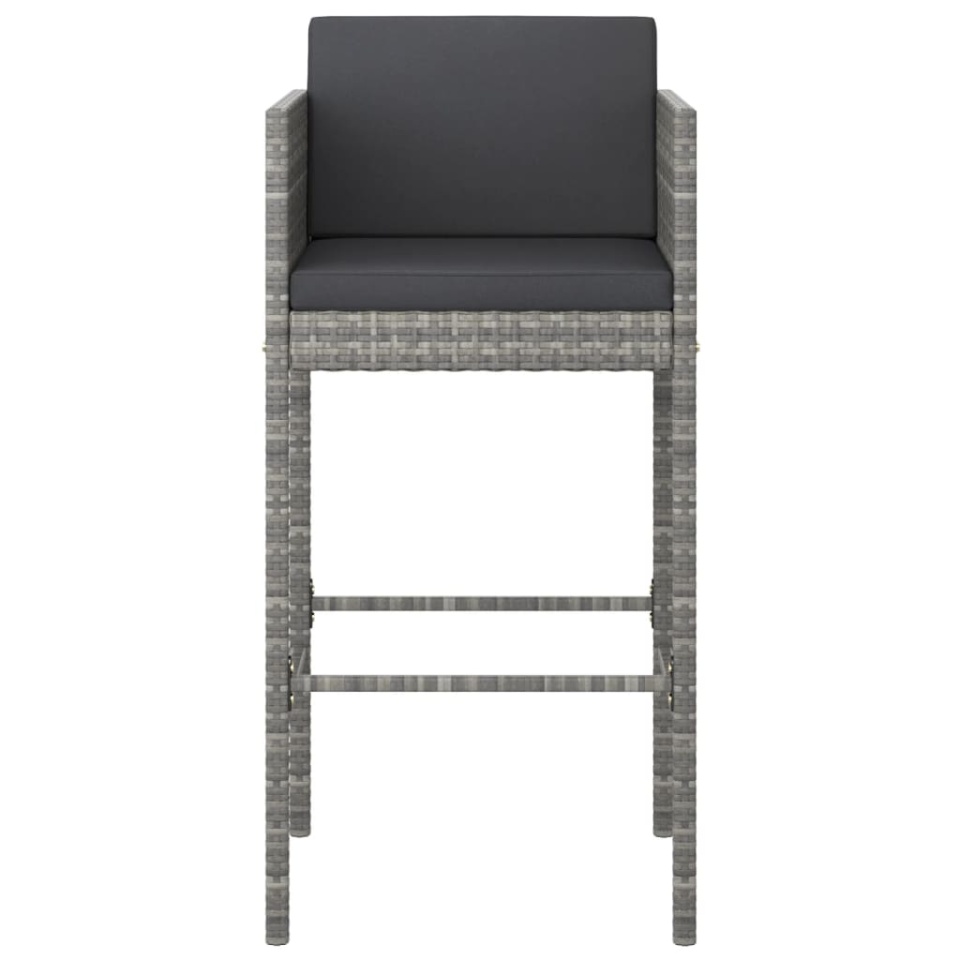 Set mobilier bar de grădină, cu perne, 3 piese, gri, poliratan - 3 | YEO
