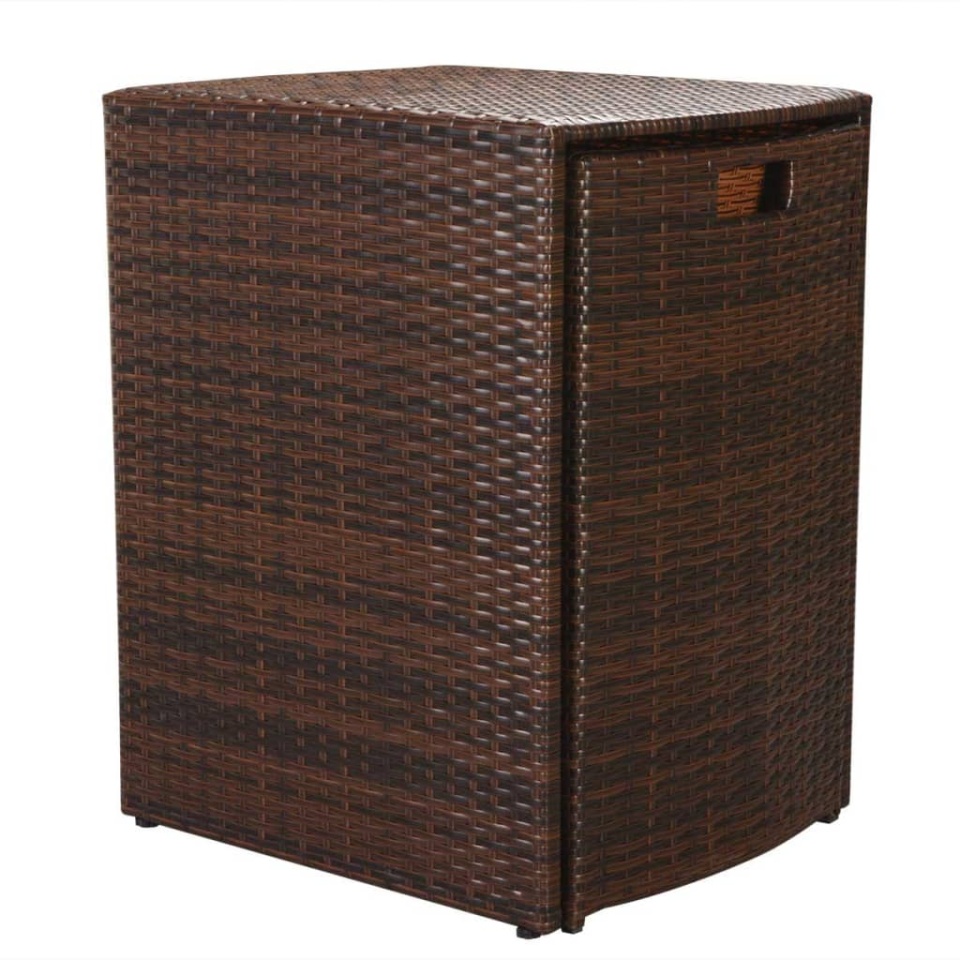 Set mobilier bistro cu perne, 3 piese, maro, poliratan - 3 | YEO