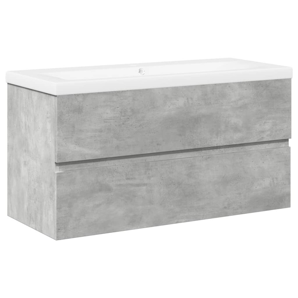 Set mobilier de baie, 2 piese, gri beton, lemn compozit - 1 | YEO