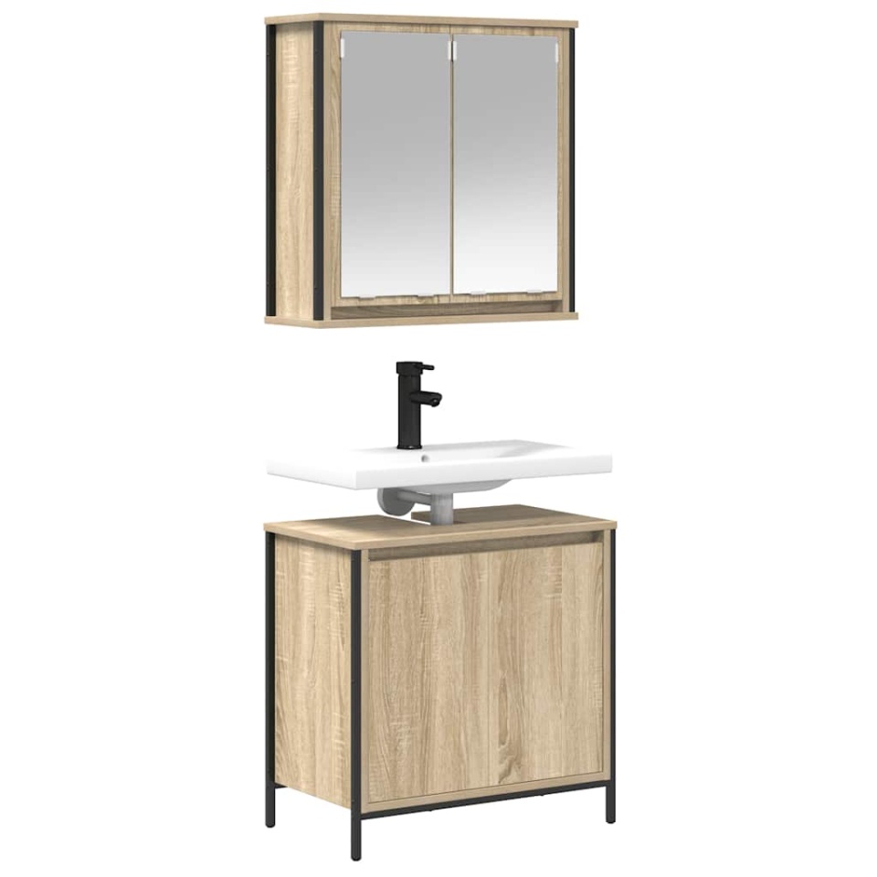 Set mobilier de baie, 2 piese, stejar sonoma, lemn prelucrat - 3 | YEO