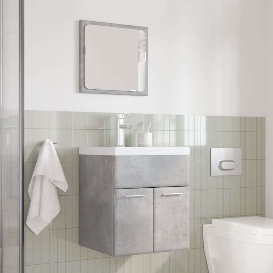 Set mobilier de baie, 3 piese, gri beton, lemn compozit - 2 | YEO