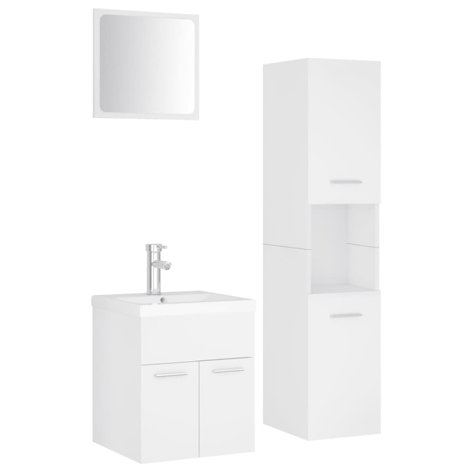Set mobilier de baie, alb, lemn prelucrat - 1 | YEO