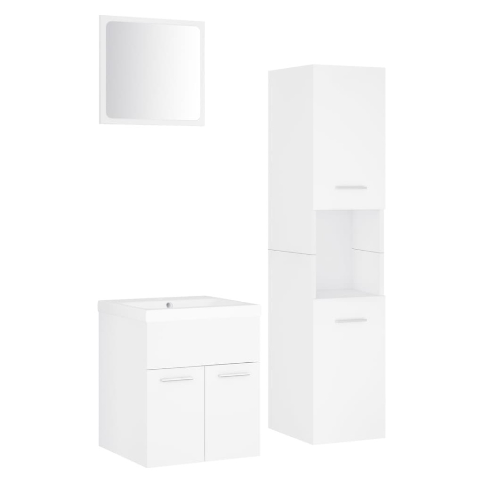 Set mobilier de baie, alb, lemn prelucrat - 1 | YEO