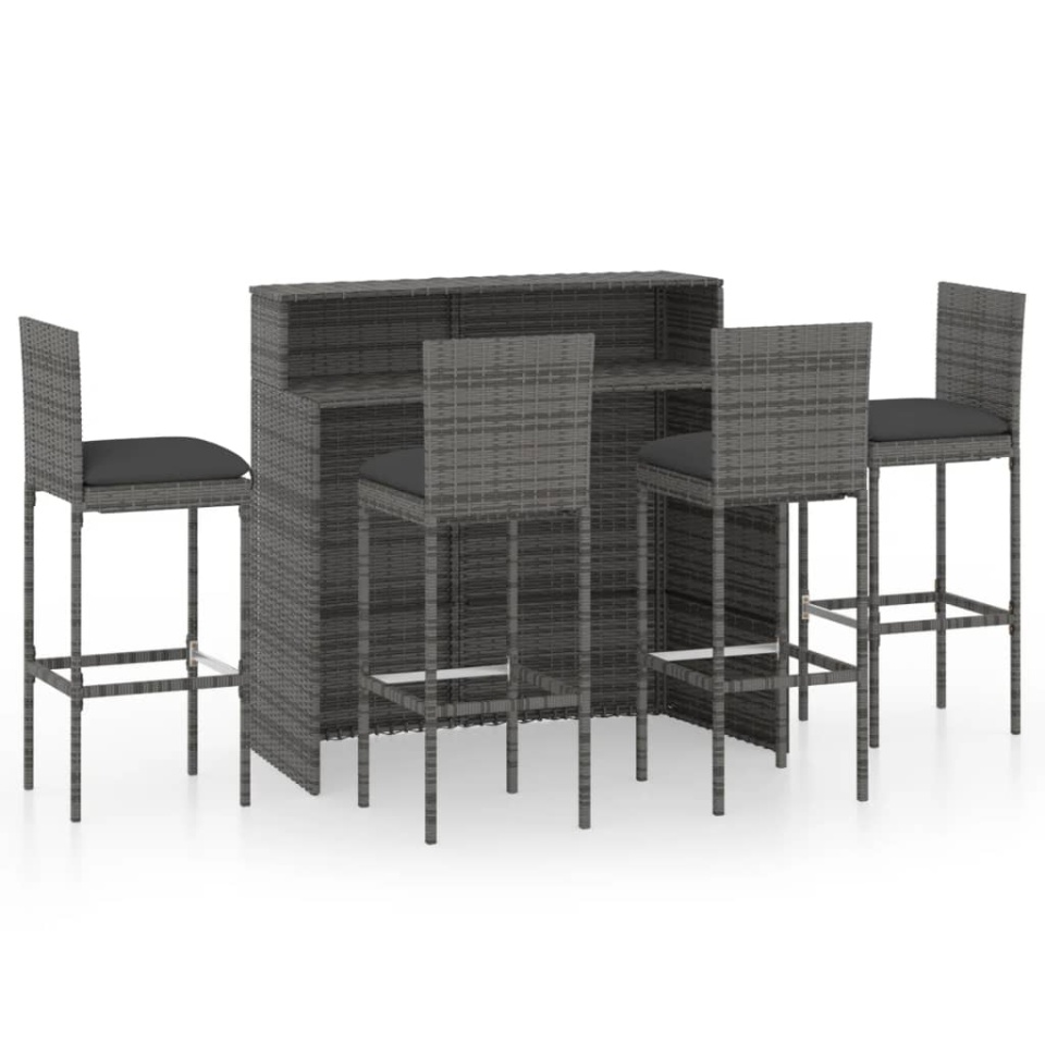 Set mobilier de bar de grădină cu perne, 5 piese, gri - 1 | YEO