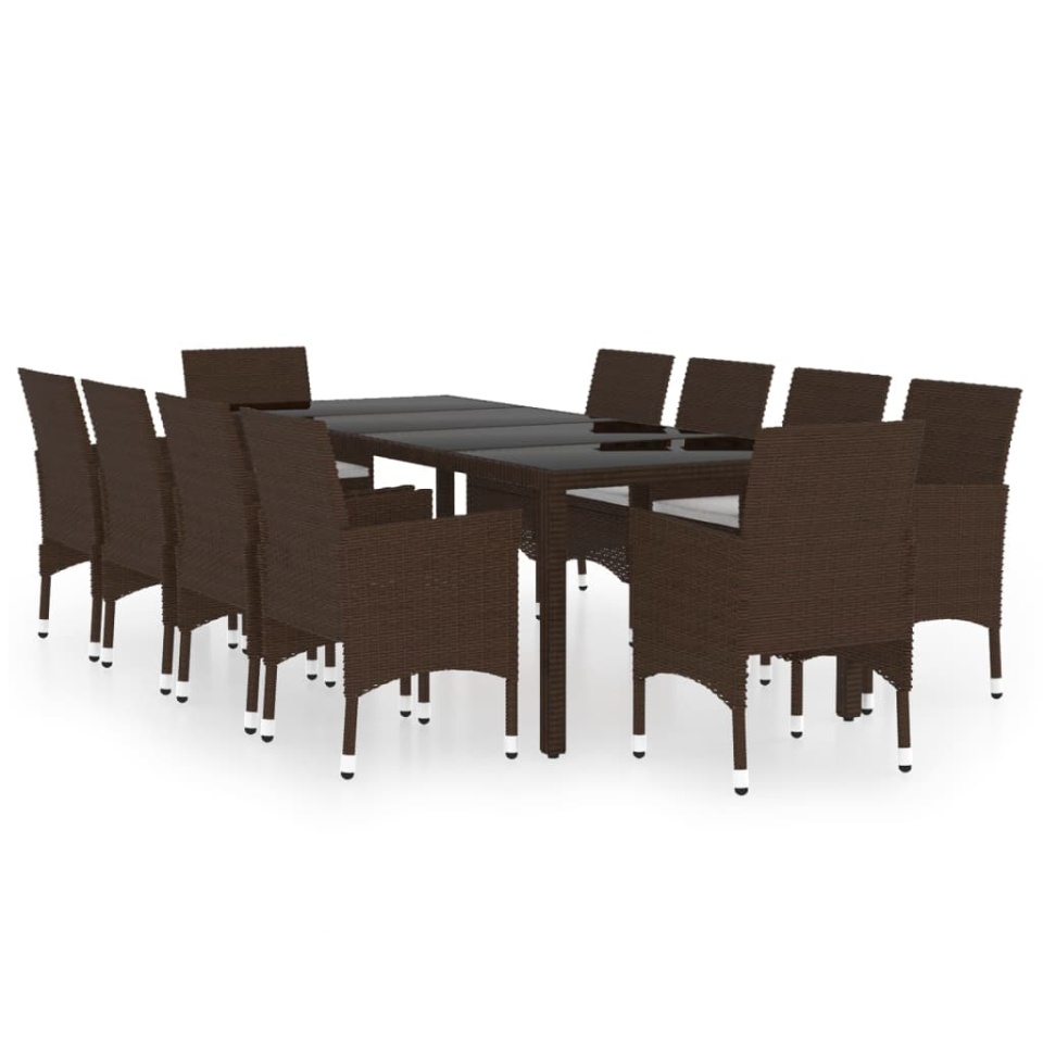 Set mobilier de grădină, 11 piese, maro, poliratan - 1 | YEO