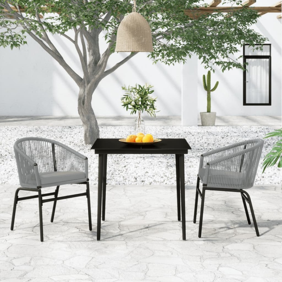 Set mobilier de grădină, 3 piese, gri
