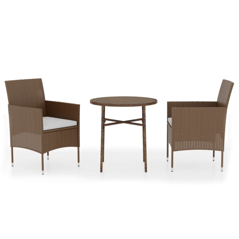 Set mobilier de grădină, 3 piese, maro, poliratan - 1 | YEO