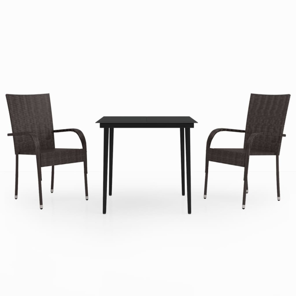 Set mobilier de grădină, 3 piese, maro și negru - 1 | YEO