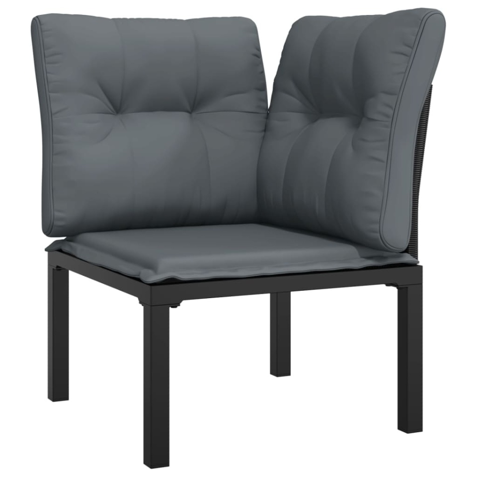 Set mobilier de grădină, 5 piese, negru/gri, poliratan - 3 | YEO