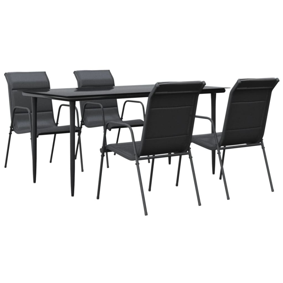 Set mobilier de grădină, 5 piese, negru, oțel și textilenă - 1 | YEO