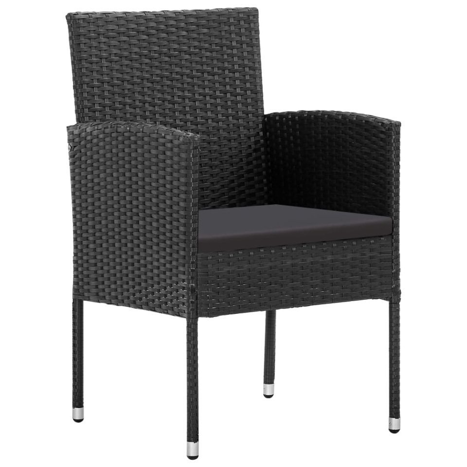 Set mobilier de grădină, 5 piese, negru, poliratan și oțel - 3 | YEO