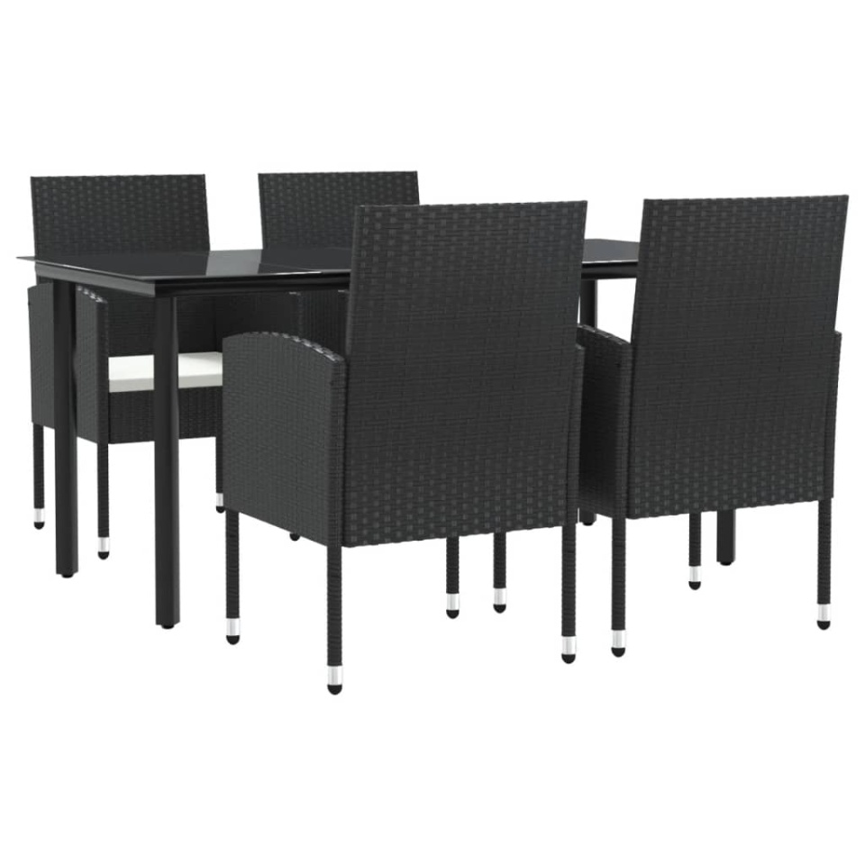 Set mobilier de grădină, 5 piese, negru, poliratan și oțel - 1 | YEO
