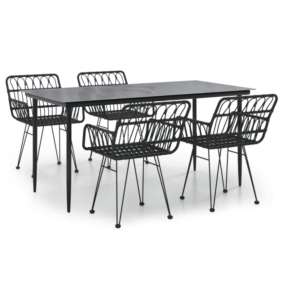 Set mobilier de grădină, 5 piese, negru, poliratan - 1 | YEO