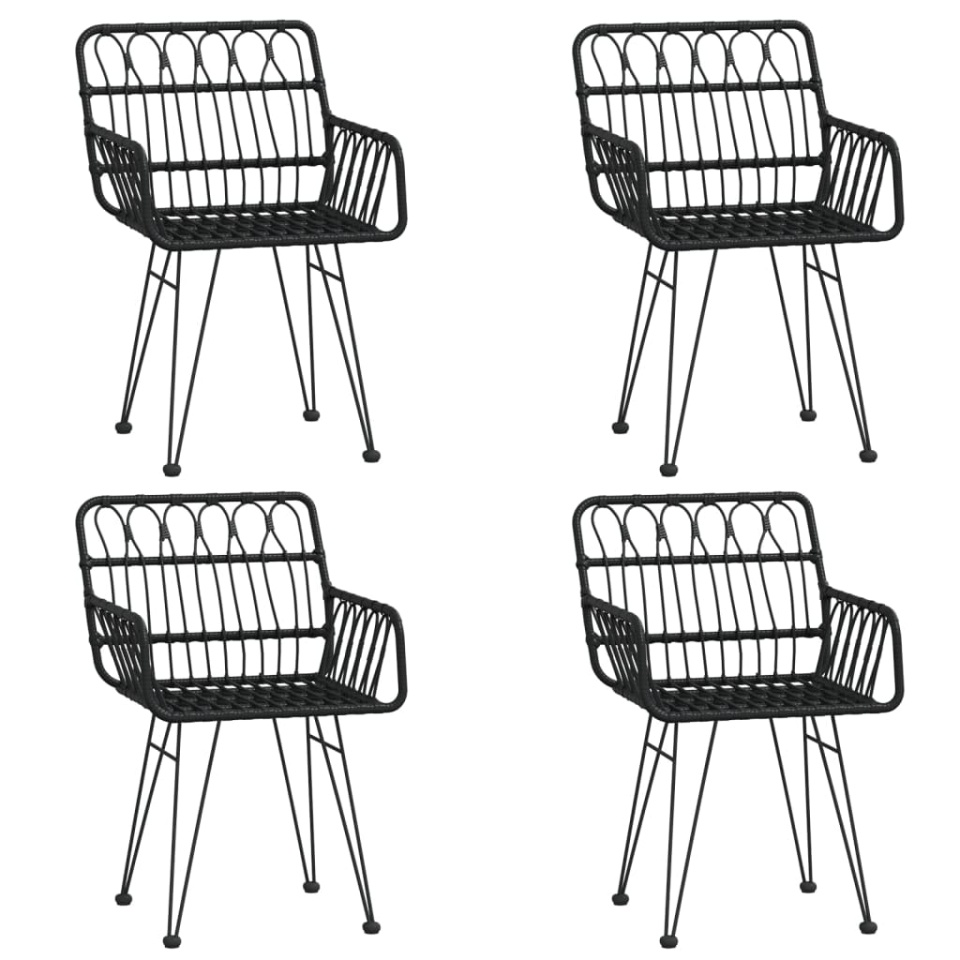 Set mobilier de grădină, 5 piese, negru, poliratan - 3 | YEO