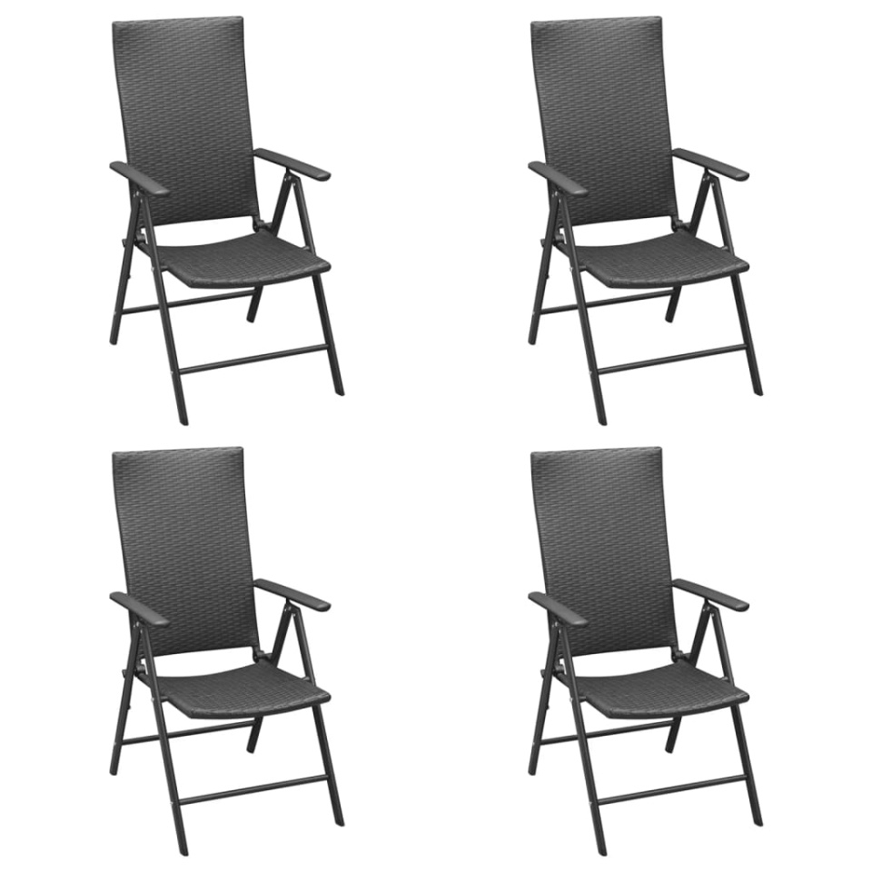 Set mobilier de grădină, 5 piese, negru, poliratan - 3 | YEO