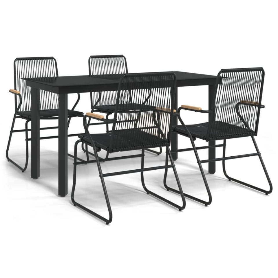 Set mobilier de grădină, 5 piese, negru, ratan PVC - 1 | YEO
