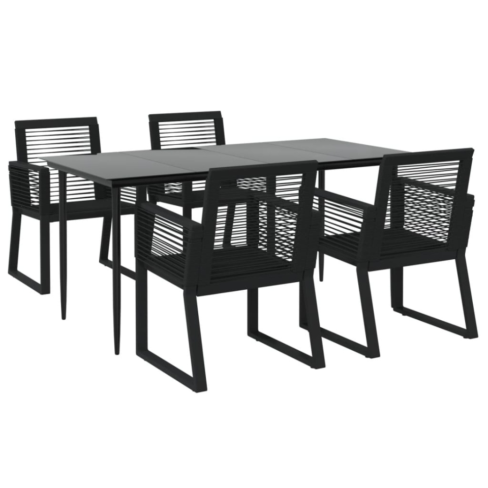 Set mobilier de grădină, 5 piese, negru, ratan PVC - 2 | YEO