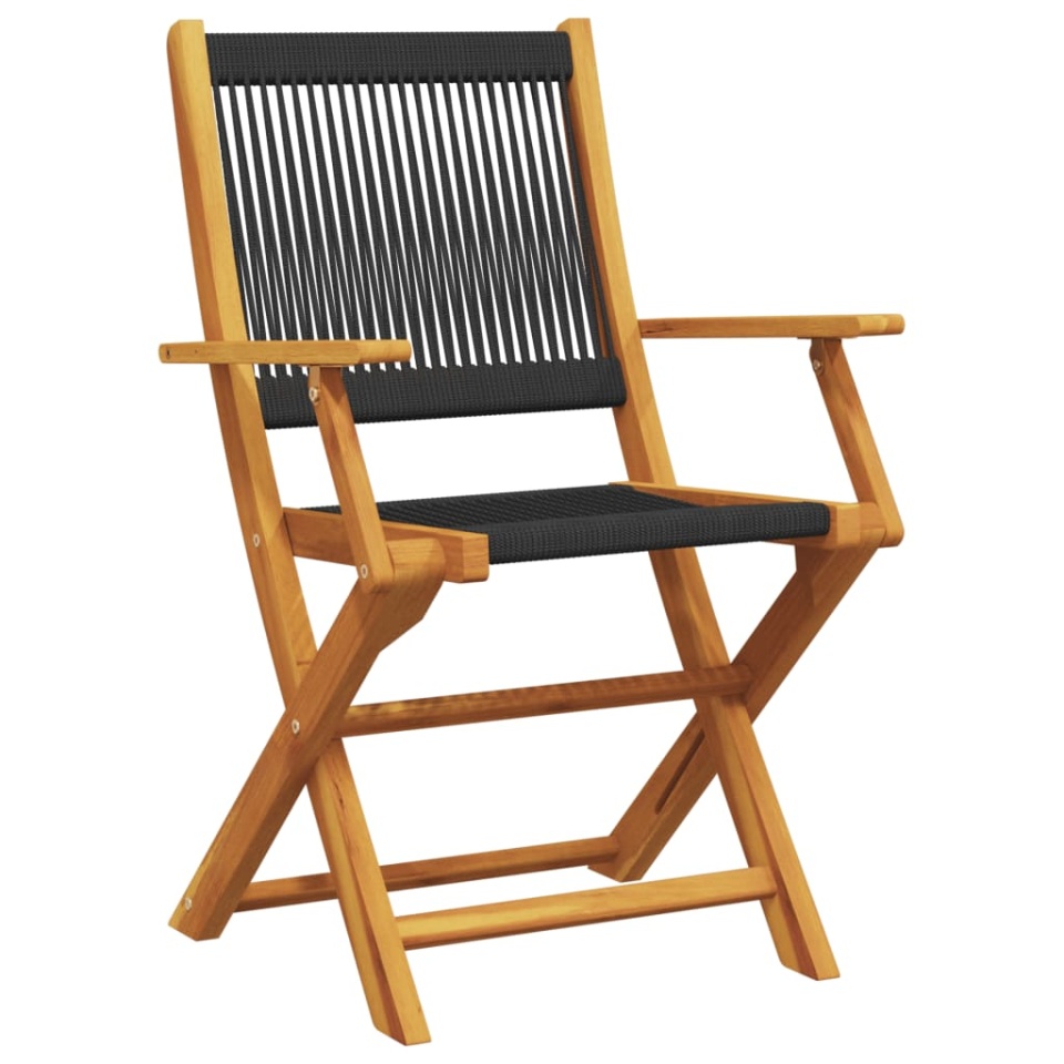 Set mobilier de grădină 5 piese polipropilenă neagră/lemn masiv - 2 | YEO