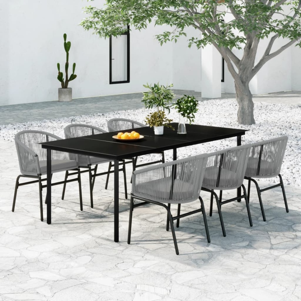 Set mobilier de grădină, 7 piese, gri