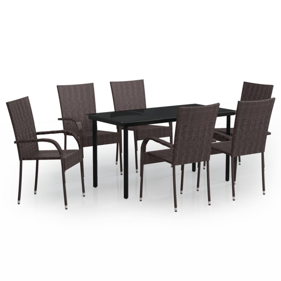 Set mobilier de grădină, 7 piese, maro și negru - 1 | YEO