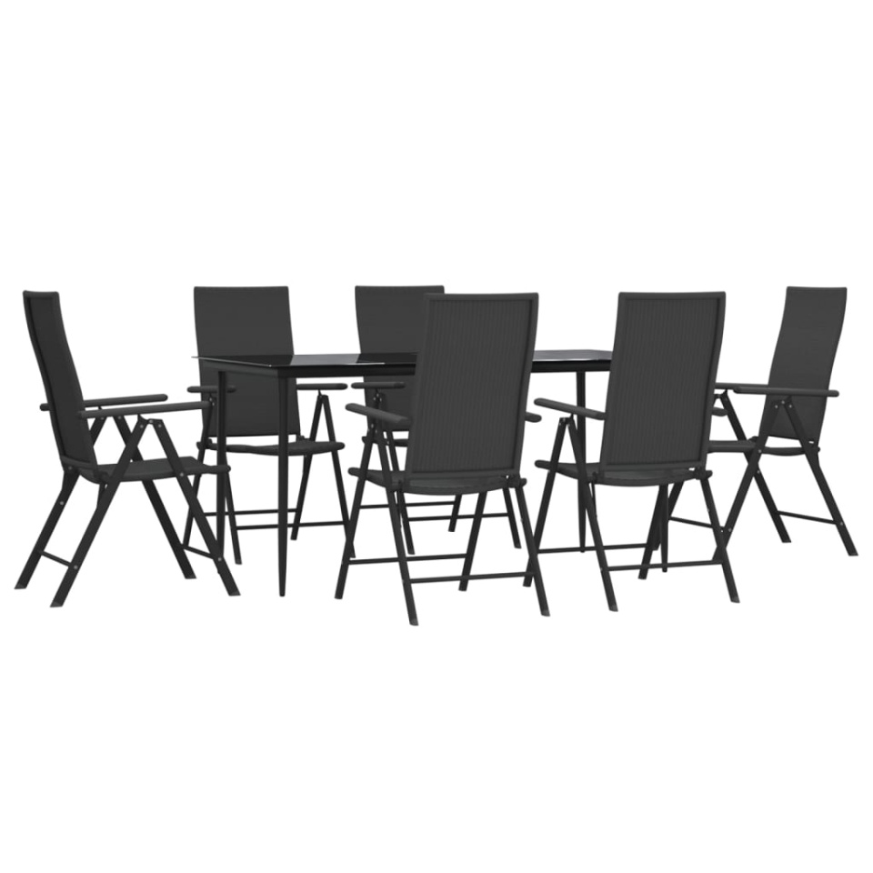 Set mobilier de grădină, 7 piese, negru, poliratan - 2 | YEO