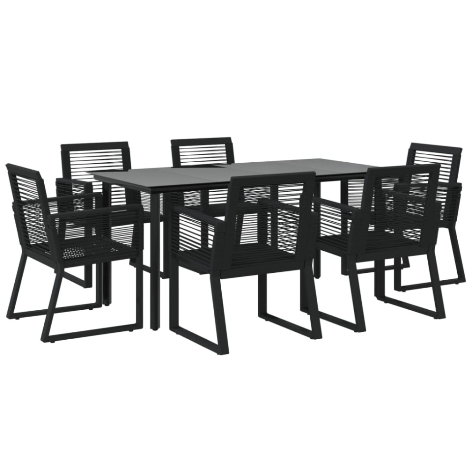 Set mobilier de grădină, 7 piese, negru, ratan PVC - 2 | YEO