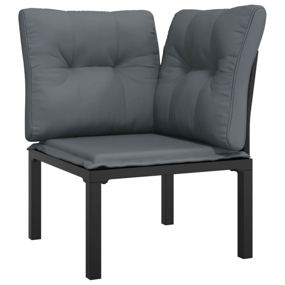 Set mobilier de grădină, 9 piese, negru și gri, poliratan - 3 | YEO