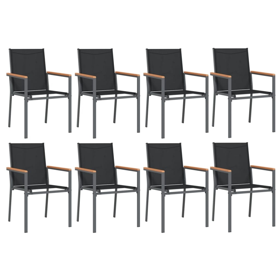 Set mobilier de grădină, 9 piese, negru, textilenă și oțel - 3 | YEO