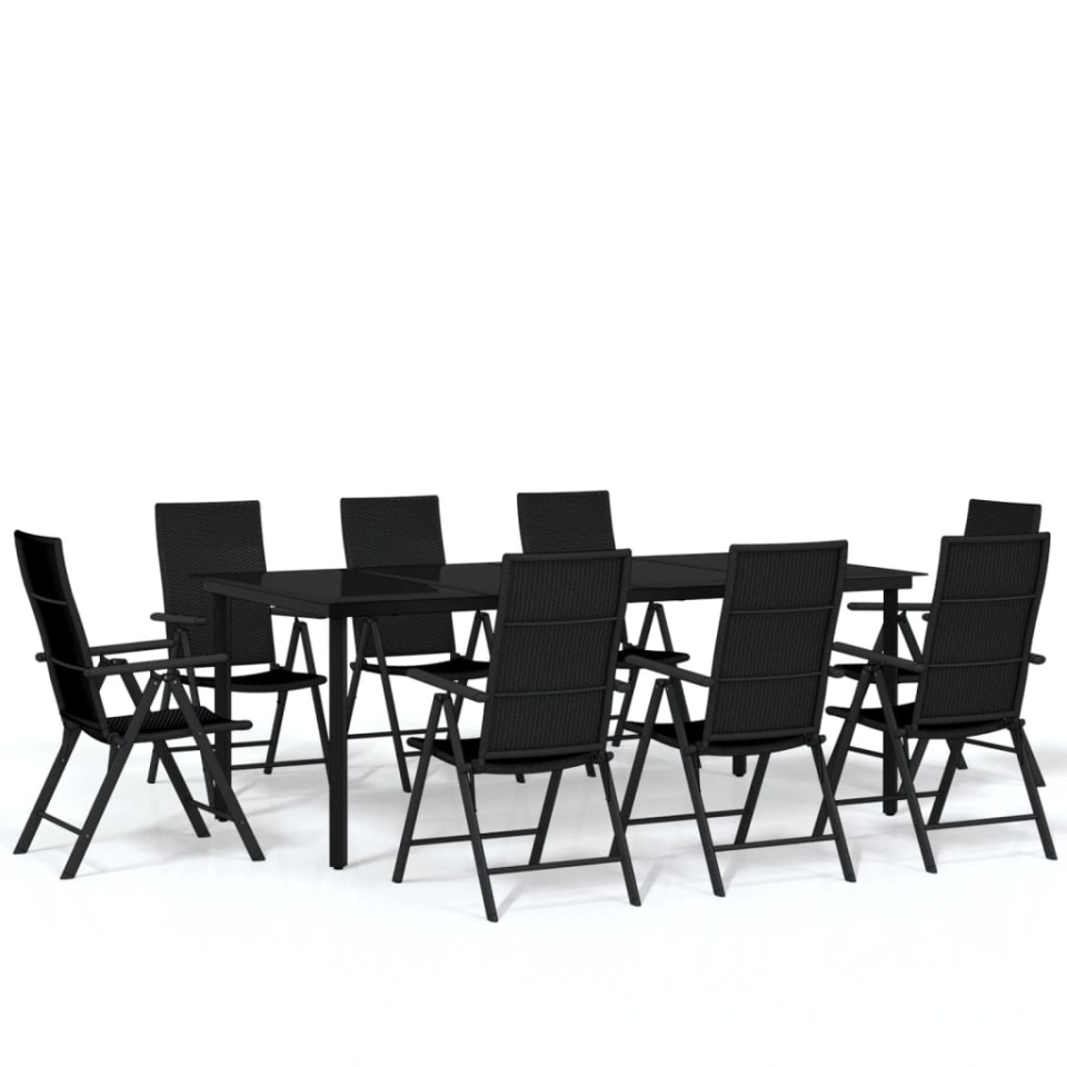 Set mobilier de grădină, 9 piese, negru - 1 | YEO