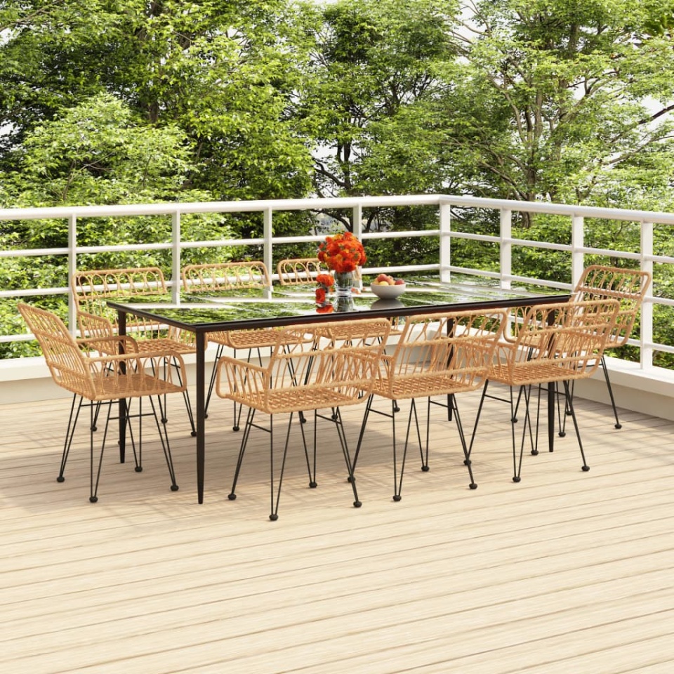 Set mobilier de grădină, 9 piese, poliratan