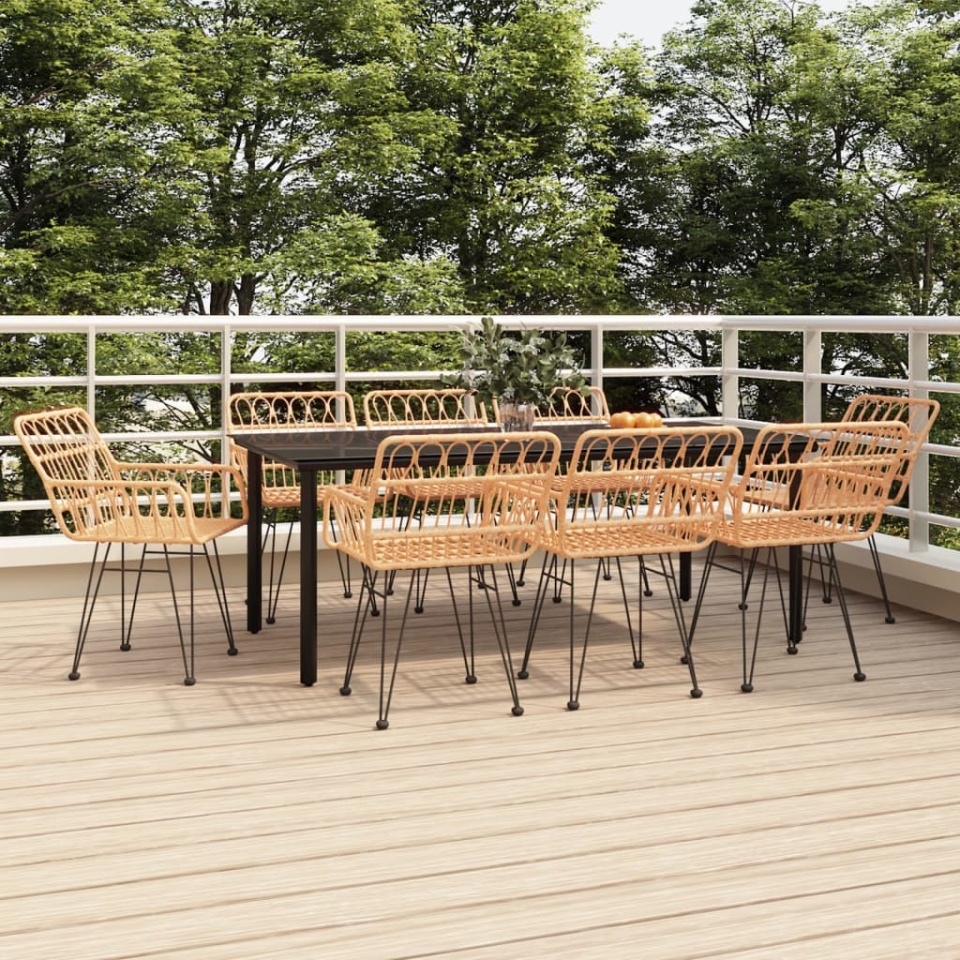 Set mobilier de grădină, 9 piese, poliratan