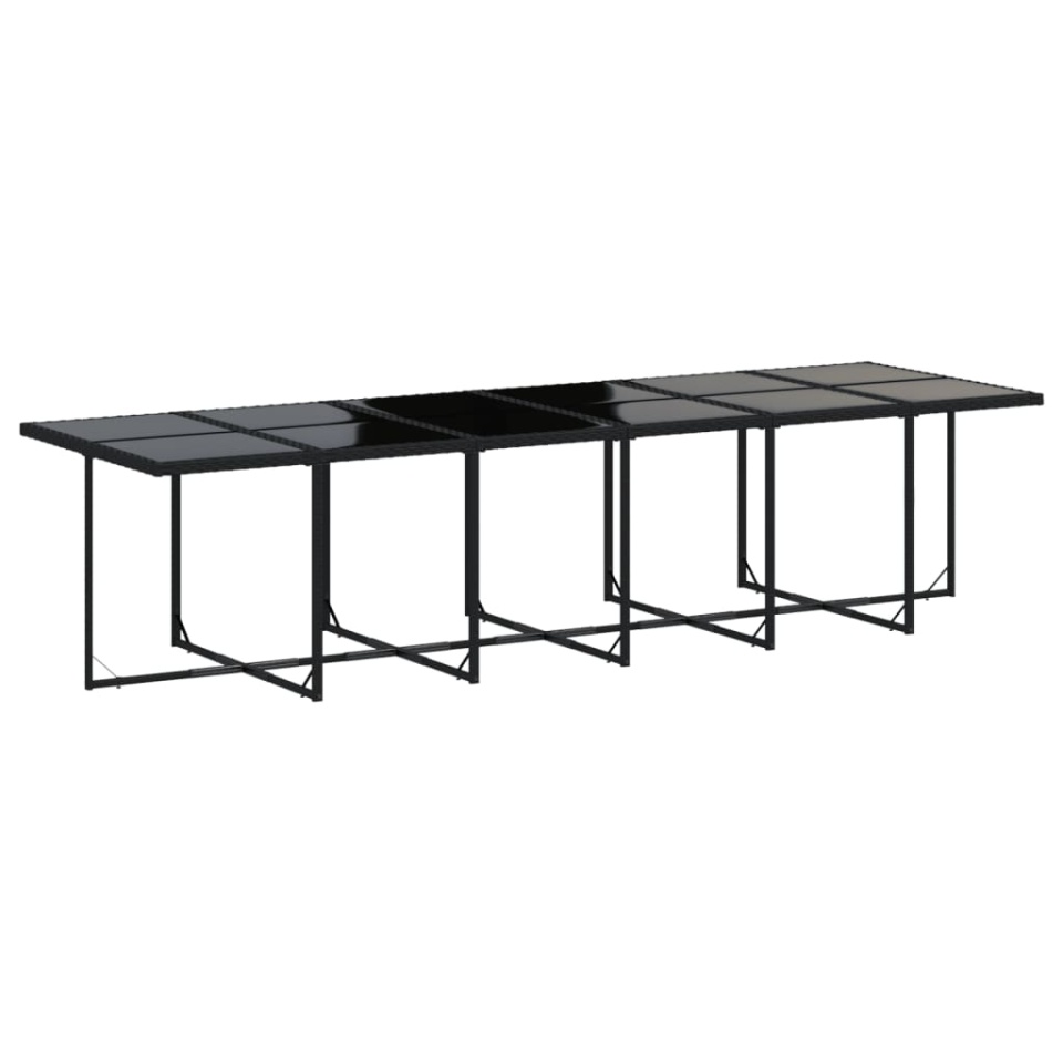 Set mobilier de grădină cu perne, 13 piese, negru, poliratan - 3 | YEO