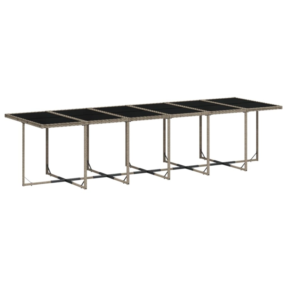 Set mobilier de grădină cu perne, 17 piese, gri, poliratan - 3 | YEO