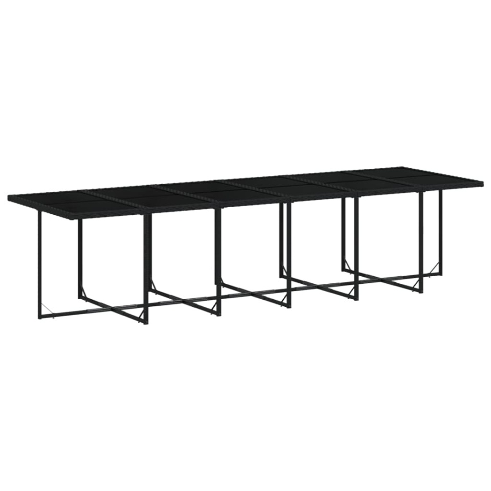 Set mobilier de grădină cu perne, 17 piese, negru, poliratan - 3 | YEO