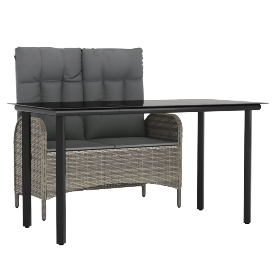 Set mobilier de grădină cu perne, 2 piese, gri, poliratan - 1 | YEO