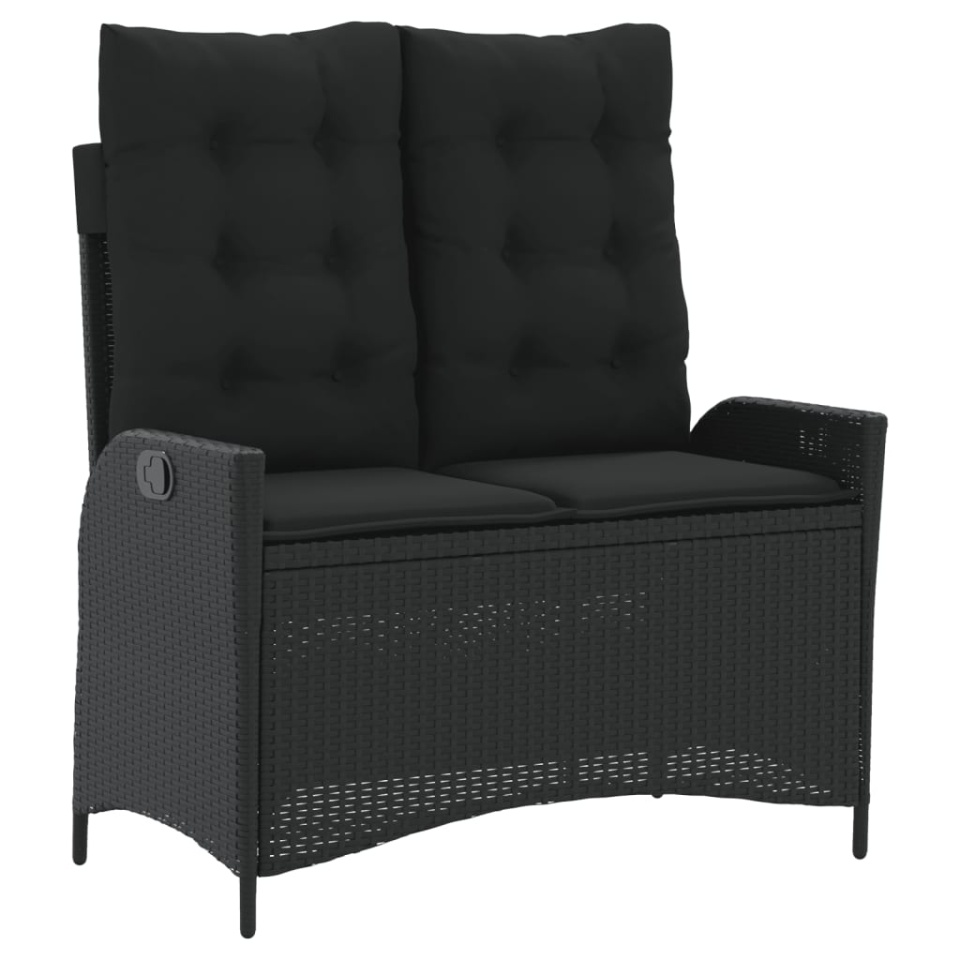 Set mobilier de grădină cu perne, 2 piese, negru, poliratan - 3 | YEO
