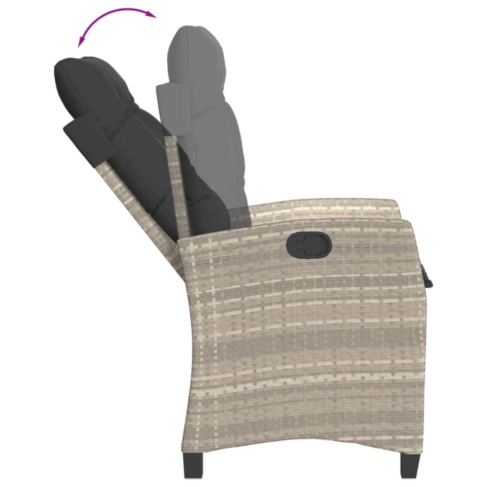 Set mobilier de grădină cu perne, 3 piese,gri deschis,poliratan - 3 | YEO