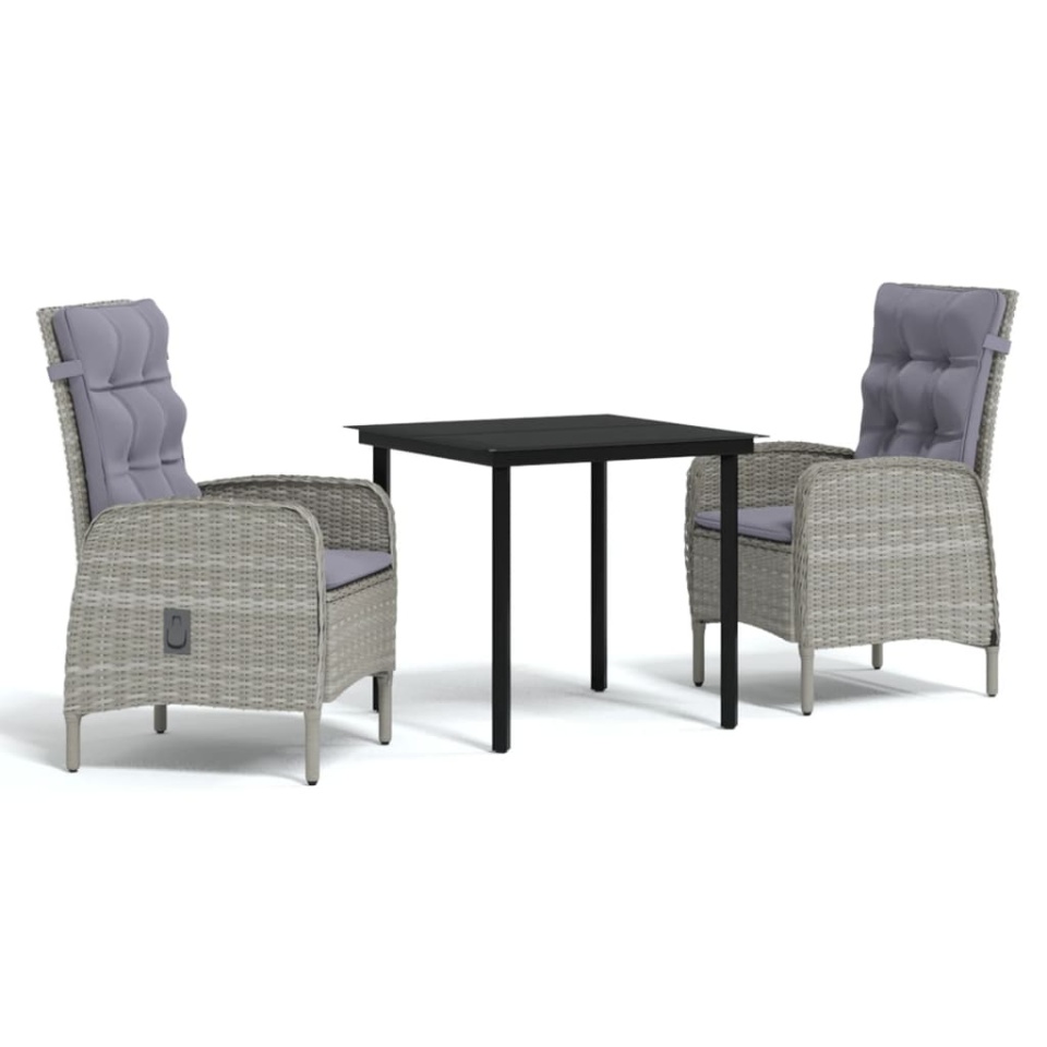 Set mobilier de grădină, cu perne, 3 piese, gri și negru - 1 | YEO