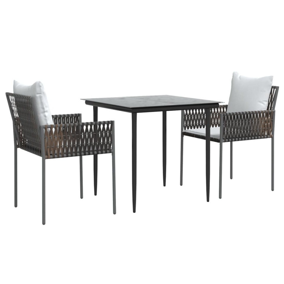 Set mobilier de grădină cu perne, 3 piese, poliratan și oțel - 2 | YEO