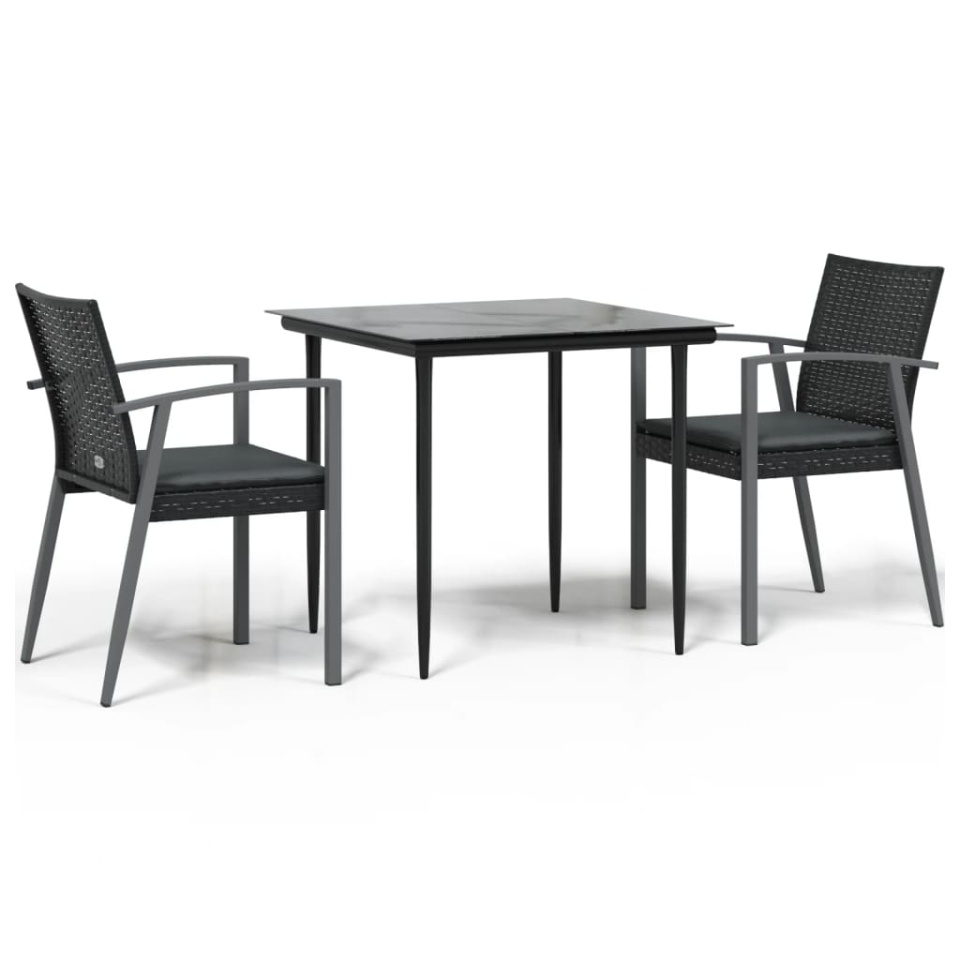 Set mobilier de grădină cu perne, 3 piese, poliratan și oțel - 1 | YEO