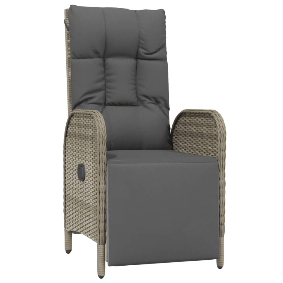 Set mobilier de grădină cu perne, 4 piese, gri, poliratan - 3 | YEO
