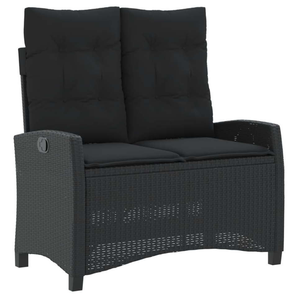 Set mobilier de grădină cu perne, 4 piese, negru, poliratan - 2 | YEO
