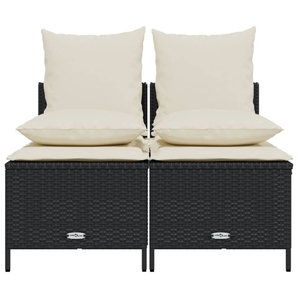 Set mobilier de grădină cu perne, 4 piese, negru, poliratan - 2 | YEO