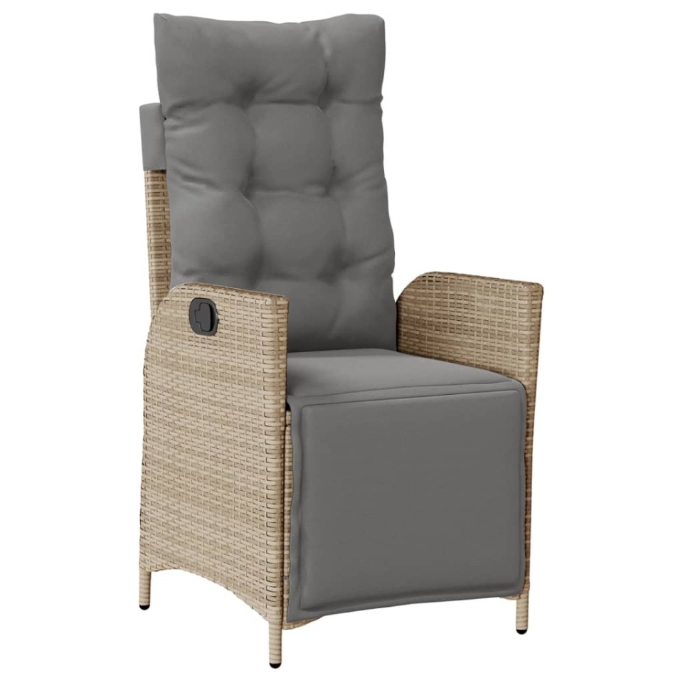 Set mobilier de grădină cu perne, 5 piese, bej, poliratan - 3 | YEO