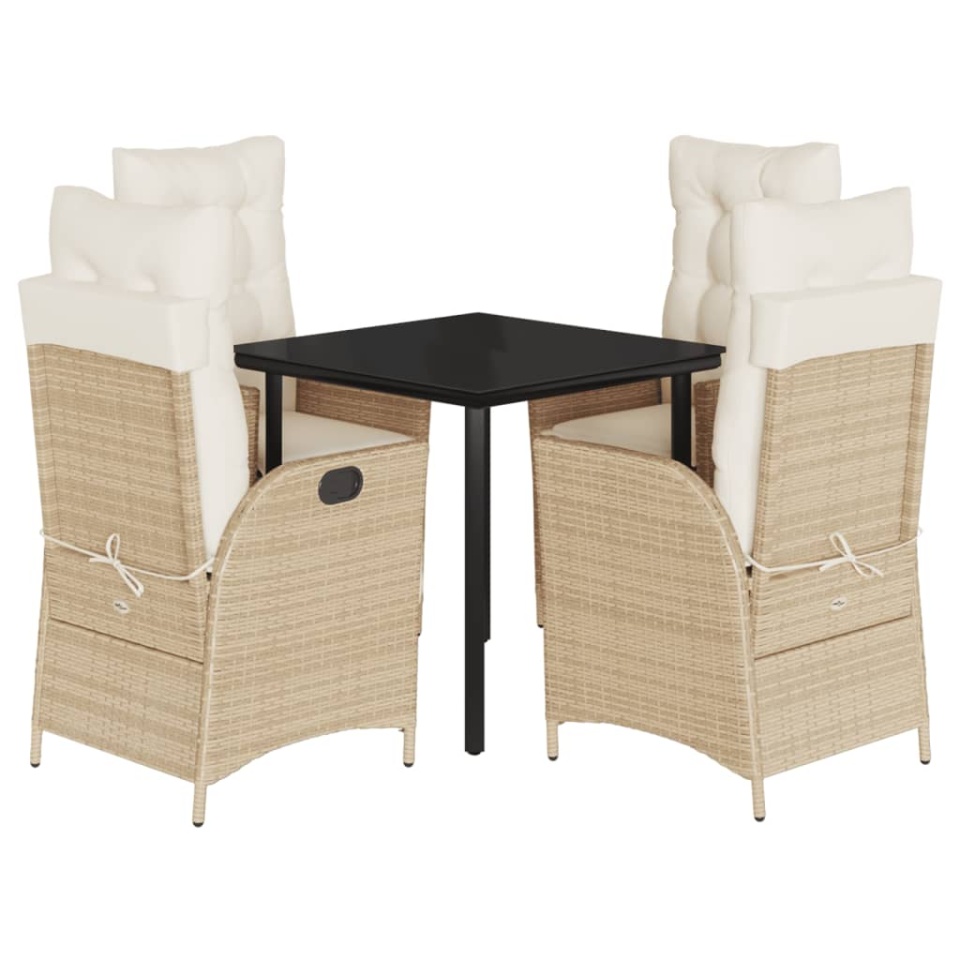 Set mobilier de grădină cu perne, 5 piese, bej, poliratan - 1 | YEO